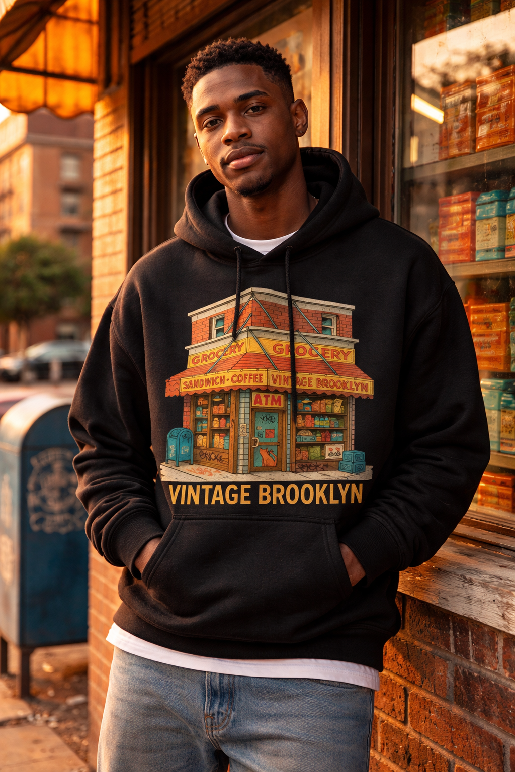 Bodega Hoodie editorial from the Vintage Brooklyn collection